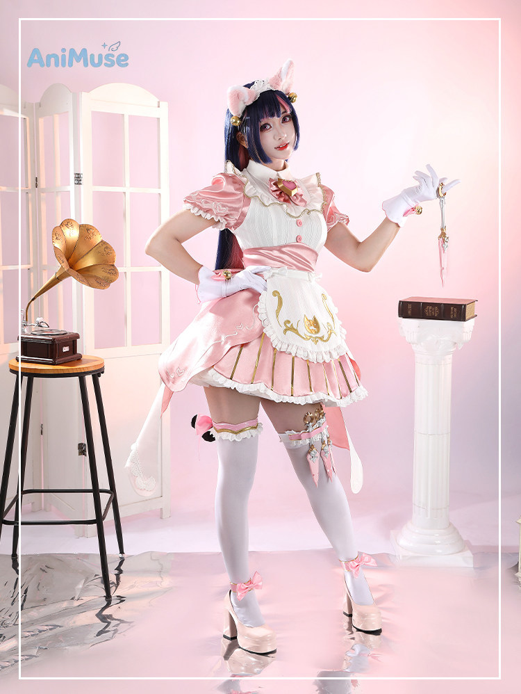 Anime Cosplay Pink - Game Overwatch Kiriko Kamori‌ Nyan Café